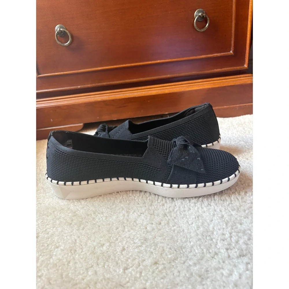 Skechers Sepulveda 2.0 Family Ties Black Knit Bow Slip On Shoes Womens 11 NWT